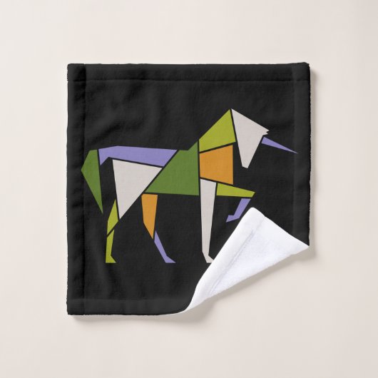 Mideeuwse moderne Abstracte eenhoorn tangram dier Washandje (Wasdoekje)