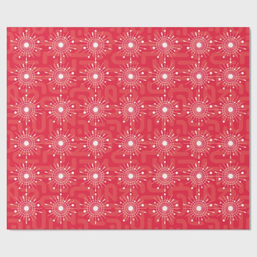 Mideeuwse moderne atoomsnowflake kerstrood cadeaupapier (Vlak)