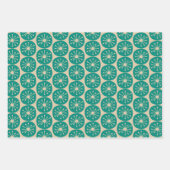 Mideeuwse moderne atoomStippen Blauwgroen Sinaasap Inpakpapier Vel (Voorkant 2)