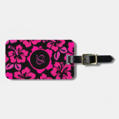 Mideeuwse moderne hibiscus tropisch bloemmotief bagagelabel (Voorkant horizontaal)