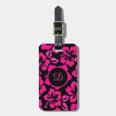 Mideeuwse moderne hibiscus tropisch bloemmotief bagagelabel (Voorkant verticaal)