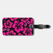 Mideeuwse moderne hibiscus tropisch bloemmotief bagagelabel (Achterkant horizontaal)