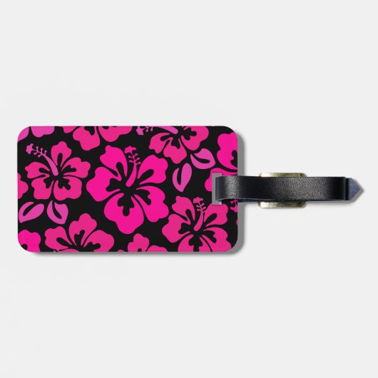 Mideeuwse moderne hibiscus tropisch bloemmotief bagagelabel (Achterkant horizontaal)