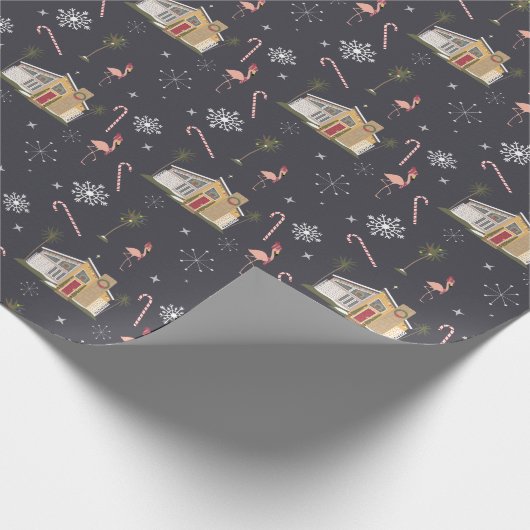 Mideeuwse Palm Springs Flamingo kerst Cadeaupapier (Hoek)
