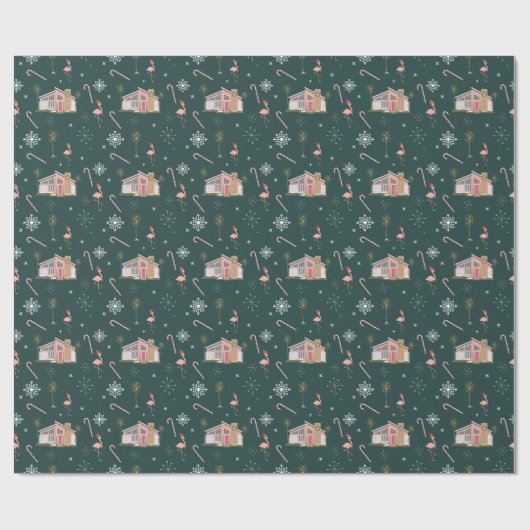 Mideeuwse Palm Springs-kerstroze Cadeaupapier (Vlak)