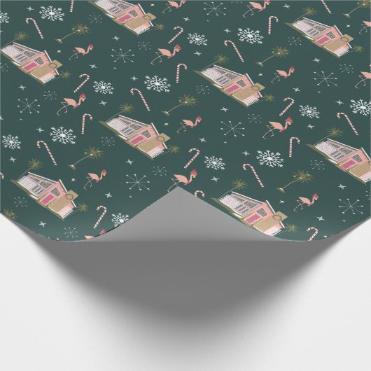 Mideeuwse Palm Springs-kerstroze Cadeaupapier (Hoek)