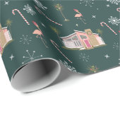 Mideeuwse Palm Springs-kerstroze Cadeaupapier (Rol Hoek)