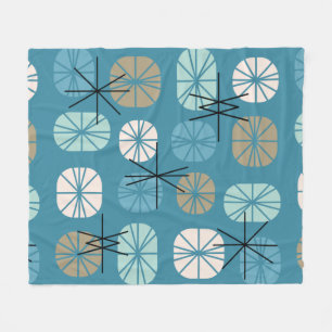 Mideeuwse patroonproducten Blauwgroen wit goud Fleece Deken