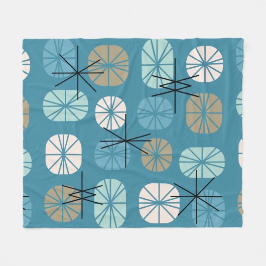 Mideeuwse patroonproducten Blauwgroen wit goud Fleece Deken (Voorkant (Horizontaal))
