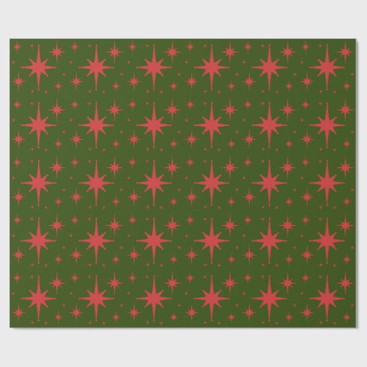 Mideeuwse Retro-kersttonerpatroonrood groen Cadeaupapier (Vlak)