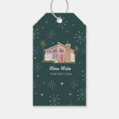 Mideeuwse roze Huis Palm Springs kerst Cadeaulabel (Voorkant)
