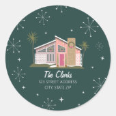 Mideeuwse roze kamer palm kerstmis ronde sticker (Voorkant)