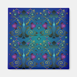 Mideval Floral Pattern Squal Magnet