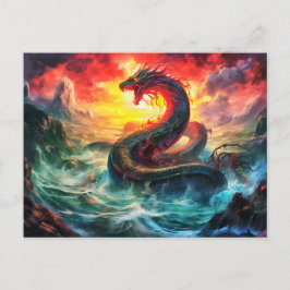 Midgard snake in the norhtern sea Viking mythology Briefkaart