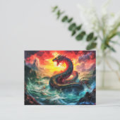 Midgard snake in the norhtern sea Viking mythology Briefkaart (Staand voorkant)