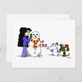 Midge Building a Snowdog Briefkaart (Voorkant / Achterkant)