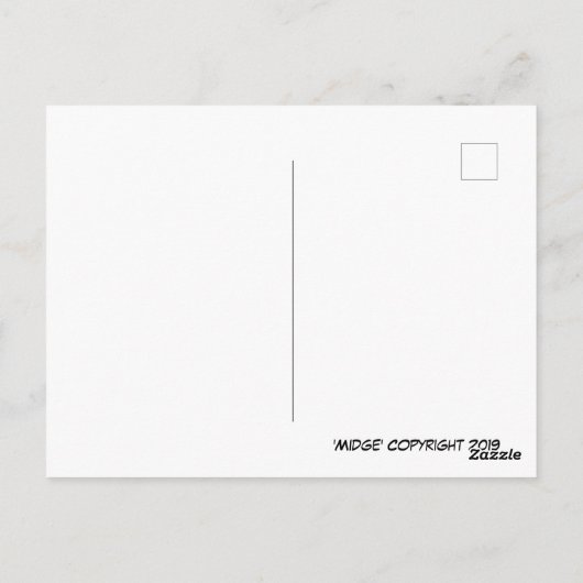 Midge Building a Snowdog Briefkaart (Achterkant)