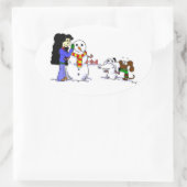 Midge die in Sneeuwkrakers speelt - pas aan Ovale Sticker (Tas)