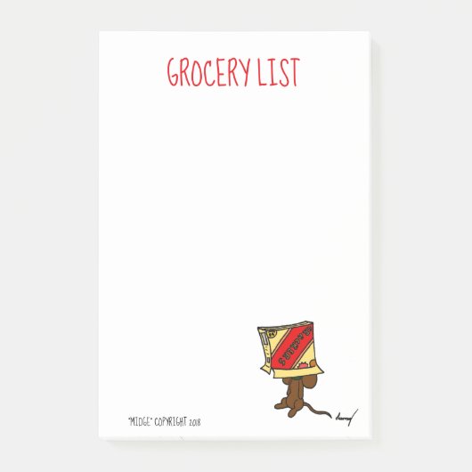 Midge "Grocery List" Post-it Notes (Voorkant)