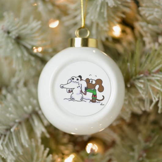 Midge Snowdog Bauble-Ornament Keramische Bal Ornament (Boom)