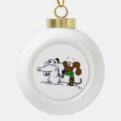 Midge Snowdog Bauble-Ornament Keramische Bal Ornament (Voorkant)