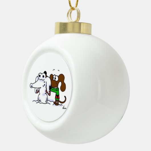 Midge Snowdog Bauble-Ornament Keramische Bal Ornament (Rechts)