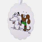 Midge Snowdog  Papier Ornament Kaart (Links)