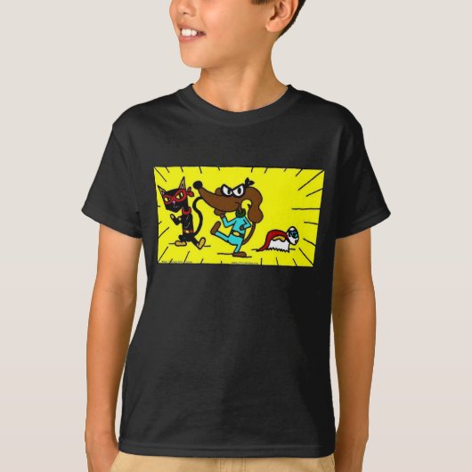 Midge Superheld Trio Kinder Dark T-Shirt (Voorkant)