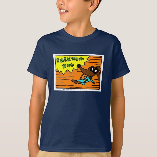 Midge "TAEKWON-DOG" Kinder donkere T-shirt (Voorkant)