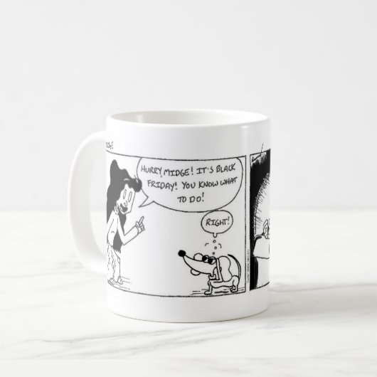 Midge "Zwarte Vrijdag" Comic Mok (Voorkant links)