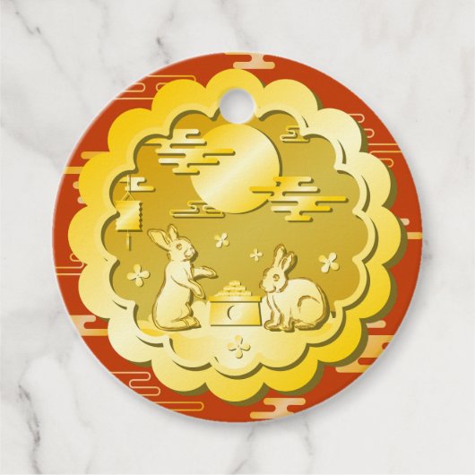 Midherfstfestival Gold Mooncake Moon Rabbit Bedankjes Labels (Voorkant)