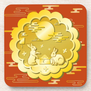 Midherfstfestival Gold Mooncake Moon Rabbit Bier Onderzetter