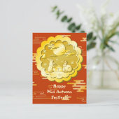 Midherfstfestival Gold Mooncake Moon Rabbit Briefkaart (Staand voorkant)