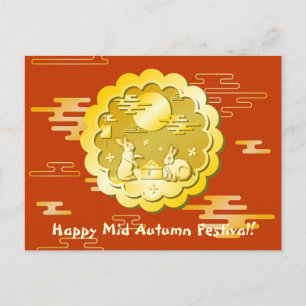 Midherfstfestival Gold Mooncake Moon Rabbit Briefkaart
