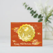 Midherfstfestival Gold Mooncake Moon Rabbit Briefkaart (Staand voorkant)