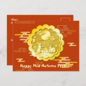 Midherfstfestival Gold Mooncake Moon Rabbit Briefkaart (Voorkant / Achterkant)