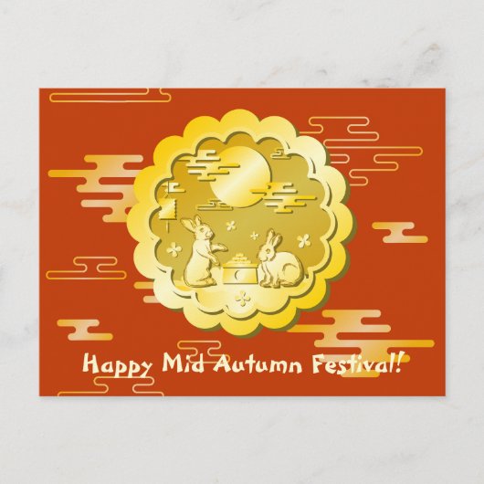 Midherfstfestival Gold Mooncake Moon Rabbit Briefkaart (Voorkant)