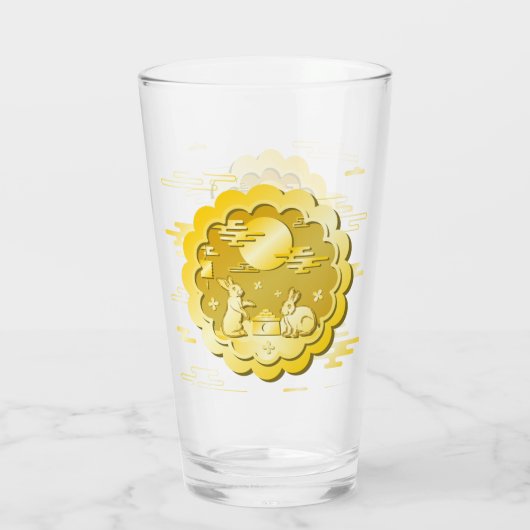 Midherfstfestival Gold Mooncake Moon Rabbit Glas (Achterkant)