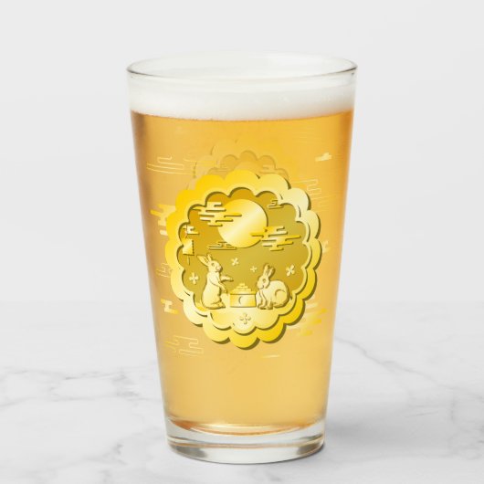 Midherfstfestival Gold Mooncake Moon Rabbit Glas (Voorkant gevuld)