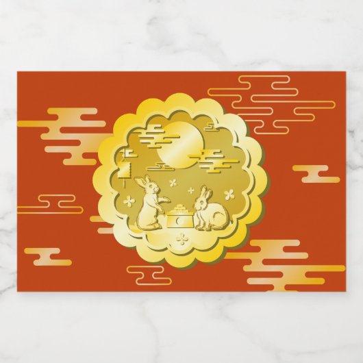 Midherfstfestival Gold Mooncake Moon Rabbit Likeurfles Etiket (Enkel label)