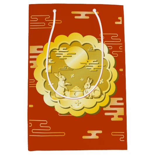 Midherfstfestival Gold Mooncake Moon Rabbit Medium Cadeauzakje (Voorkant)
