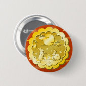 Midherfstfestival Gold Mooncake Moon Rabbit Ronde Button 5,7 Cm (Voorkant /achterkant)