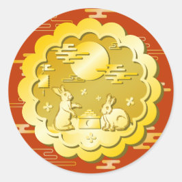 Midherfstfestival Gold Mooncake Moon Rabbit Ronde Sticker