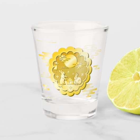 Midherfstfestival Gold Mooncake Moon Rabbit Shot Glas (Voorkant)