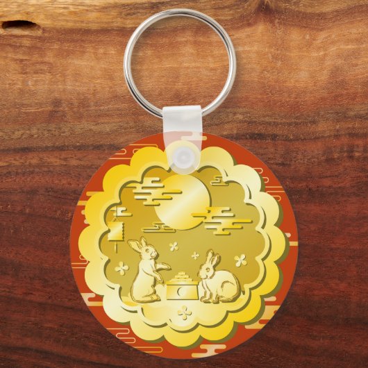 Midherfstfestival Gold Mooncake Moon Rabbit Sleutelhanger (Achterkant)
