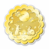Midherfstfestival Gold Mooncake Moon Rabbit Sticker (Voorkant)