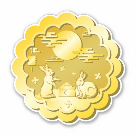 Midherfstfestival Gold Mooncake Moon Rabbit Sticker (Voorkant)
