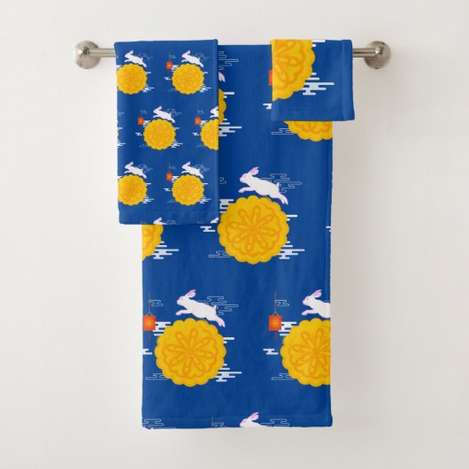 Midherfstfestival Mooncake Jumping Moon Rabbit Bad Handdoek (Insitu)