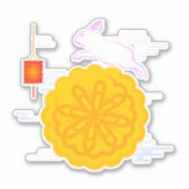 Midherfstfestival Mooncake Jumping Moon Rabbit Sticker (Voorkant)