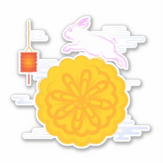 Midherfstfestival Mooncake Jumping Moon Rabbit Sticker (Voorkant)